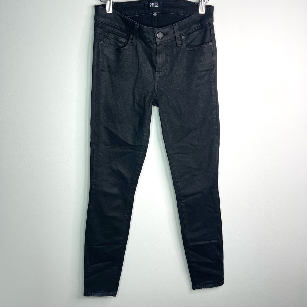 PAIGE Verdugo Ultra Skinny Black Stretch Waxy Jeans Size 26